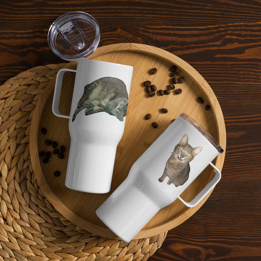 Gray cat Travel mug