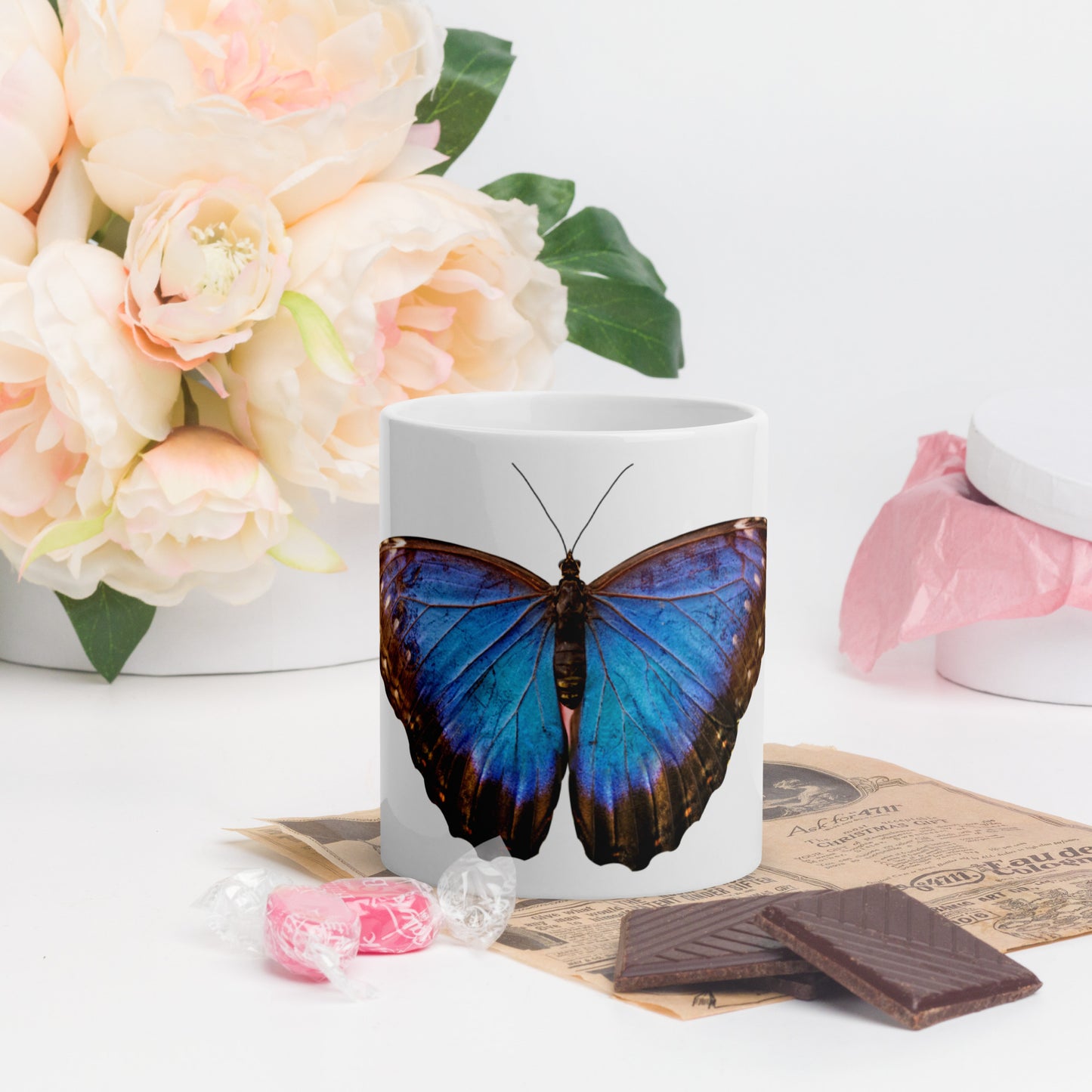 Butterfly blue mug