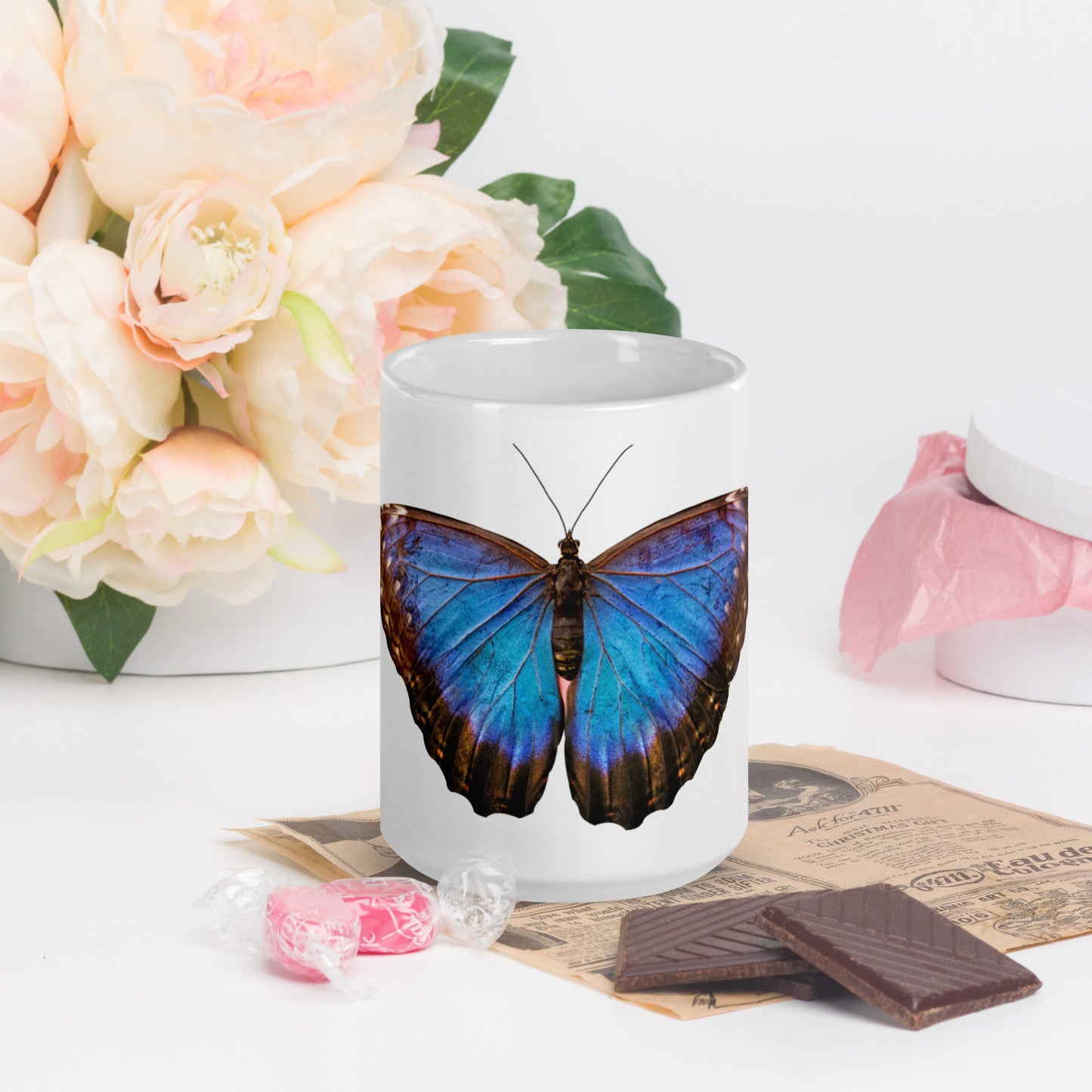 Butterfly blue mug